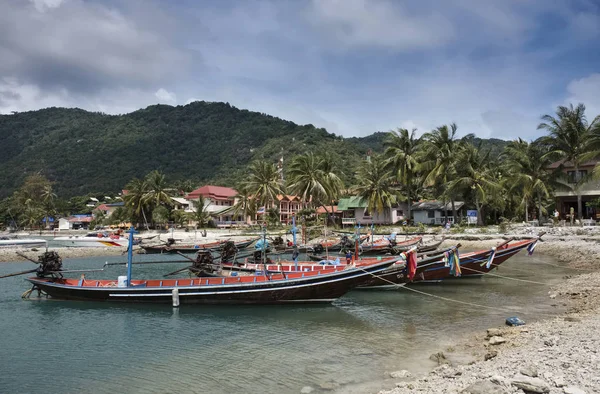 Ταϊλάνδη Koh Phangan Νησί Phangan Μαρτίου 2007 Ξύλινες Βάρκες Στην — Φωτογραφία Αρχείου