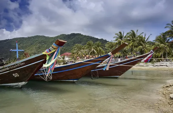 Thailand Koh Phangan Phangan Island Maart 2007 Lokale Houten Vissersboten — Stockfoto