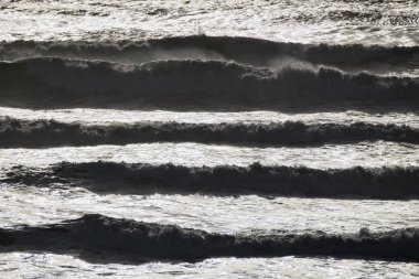 İtalya, Sicilya, Akdeniz, dalgalı deniz dalgaları