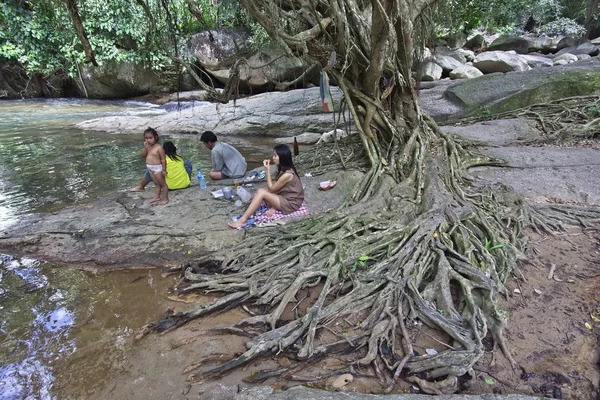 Thailand Koh Samui Samui Insel März 2007 Thais Namuang Wasserfall — Stockfoto