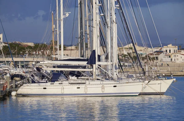 Italy Sicily Mediterranean Sea Marina Ragusa January 2018 Sailing Boats — Stock Photo, Image