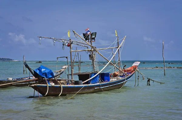 Tailandia Koh Samui Isla Samui Barcos Pesqueros Locales Madera Orilla — Foto de Stock