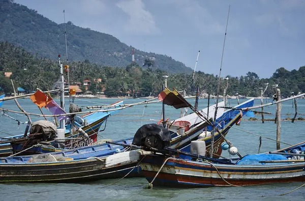 Tailândia Koh Samui Samui Island Barcos Pesca Madeira Locais Costa — Fotografia de Stock