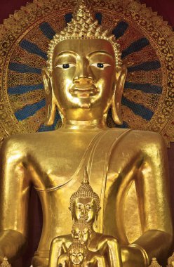 Tayland, Chiang Mai, Prathat Doi Suthep Budist tapınağı, altın Buda heykelleri