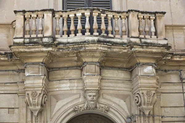 Italy Sicily Scicli Ragusa Province Baroque Building Old Balcony — Stock Photo, Image