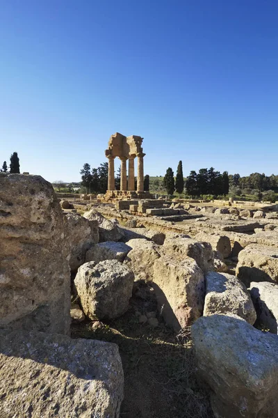 イタリア シチリア アグリジェント ギリシャ寺院谷 カストア ポリュース寺院 ヘラ寺院 — ストック写真