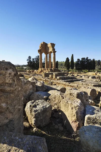 Itálie Sicílie Agrigento Řecké Chrámy Údolí Castore Polluce Temple Hera — Stock fotografie