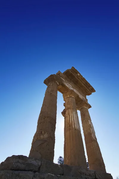 Włochy Sycylia Agrigento Dolina Greckich Świątyń Świątynia Castore Polluce Świątynia — Zdjęcie stockowe