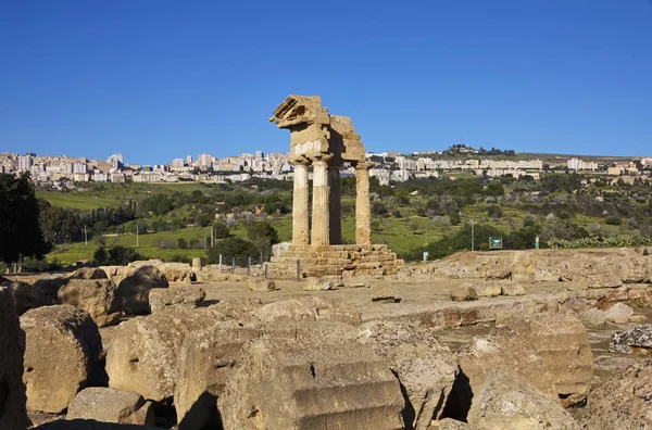 Itálie Sicílie Agrigento Řecké Chrámy Údolí Castore Polluce Temple Hera — Stock fotografie