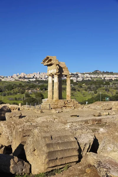 Itálie Sicílie Agrigento Řecké Chrámy Údolí Castore Polluce Temple Hera — Stock fotografie