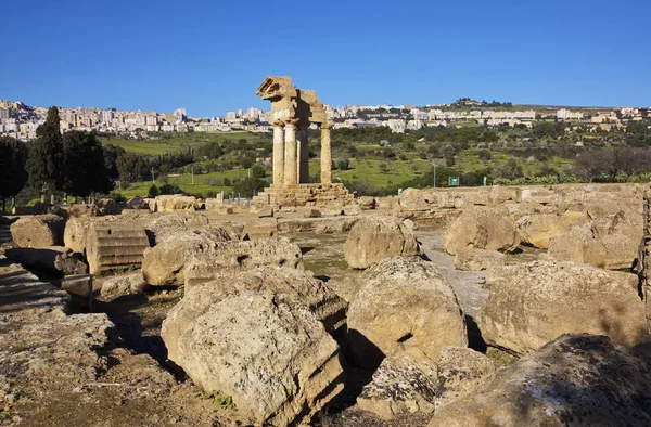 Itálie Sicílie Agrigento Řecké Chrámy Údolí Castore Polluce Temple Hera — Stock fotografie