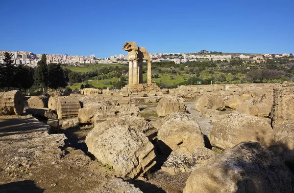 Italia Sicilia Agrigento Valle Los Templos Griegos Castore Templo Polluce —  Fotos de Stock