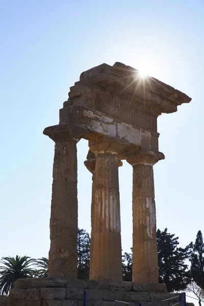 イタリア シチリア アグリジェント ギリシャ寺院谷 カストア ポリュース寺院 ヘラ寺院 — ストック写真