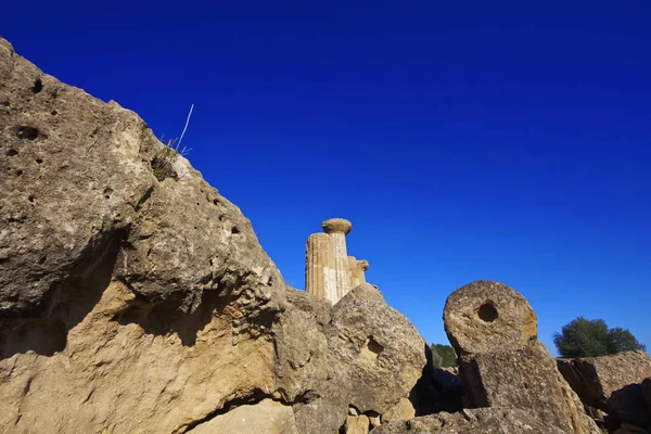 Itálie Sicílie Agrigento Údolí Řeckých Chrámů Sloupy Chrámu Hercules — Stock fotografie