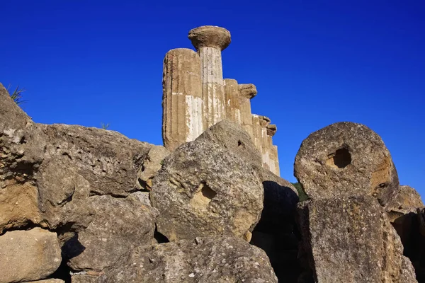 Talya Sicilya Agrigento Yunan Tapınak Vadisi Herkül Tapınağı Sütunları — Stok fotoğraf