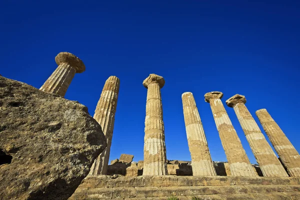 Talya Sicilya Agrigento Yunan Tapınak Vadisi Herkül Tapınağı Sütunları — Stok fotoğraf