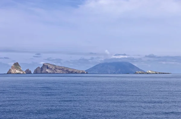 Ιταλία Σικελία Τυρρηνική Θάλασσα Αιολικά Νησιά Δείτε Από Ηφαίστειο Στρόμπολι — Φωτογραφία Αρχείου