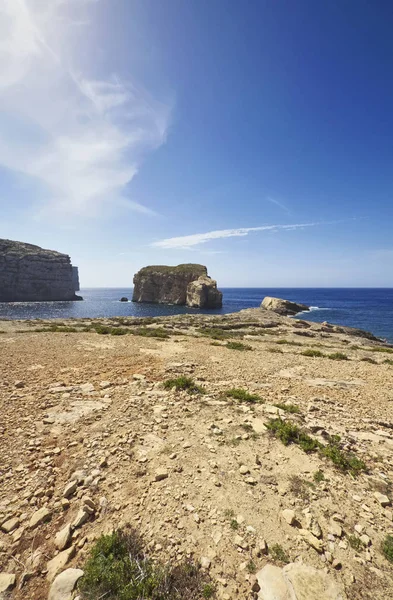 Insula Malta Gozo Vedere Coasta Stâncoasă Insulei Laguna Dweira Apropiere — Fotografie, imagine de stoc