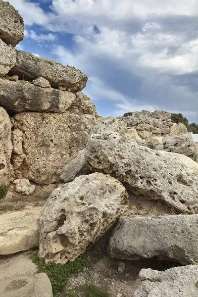 马耳他岛 戈佐岛 Ggantija 3600 公元前 3000 的废墟 巨石复杂被竖立在三个阶段由社区的农民和牧民居住在小戈佐岛 — 图库照片
