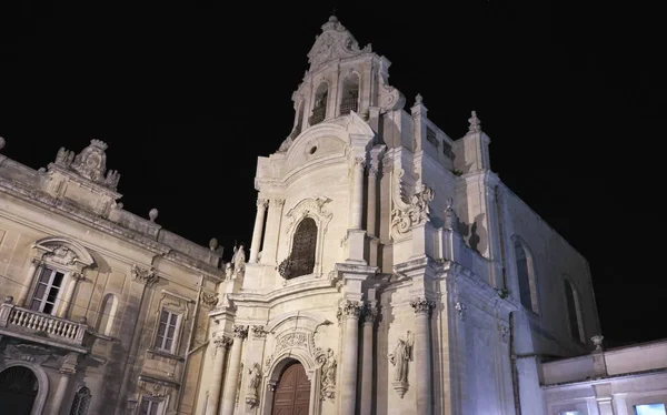 Italien Sicilien Ragusa Ibla Barock Fasaden Joseph Kyrkan Natten 1700 — Stockfoto