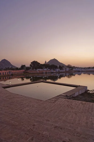 Indien Rajasthan Pushkar Blick Auf Die Stadt Und Den Heiligen — Stockfoto