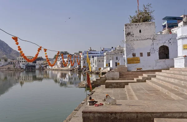 Ινδία Rajasthan Pushkar Άτομα Στην Ιερή Λίμνη — Φωτογραφία Αρχείου