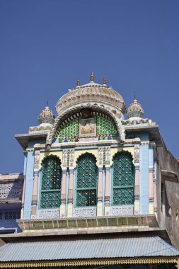 Hindistan, Rajasthan, Pushkar, eski Hint binanın cephe