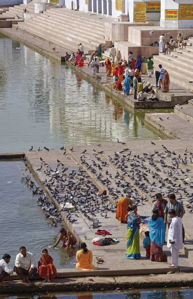 Hindistan Rajasthan Pushkar Ocak 2007 Insanlar Kutsal Göl Editörden — Stok fotoğraf