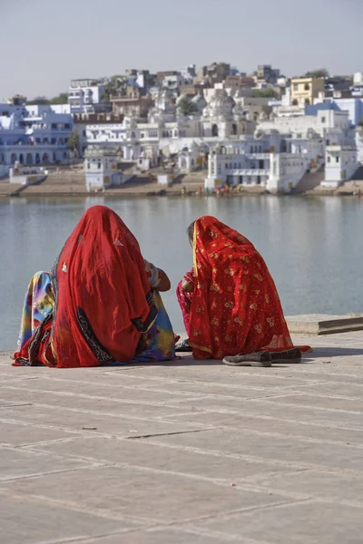 India Rajasthan Pushkar Indian Women Sacred Lake — Stock Photo, Image