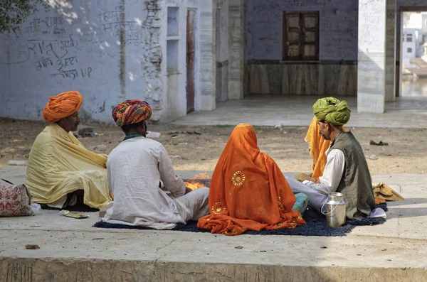 Indien Rajasthan Pushkar Januari 2007 Indiska Folket Ett Hinduiskt Tempel — Stockfoto