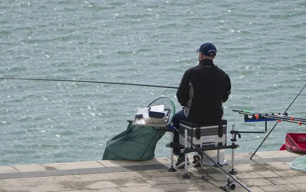 Italie Sicile Marina Ragusa Province Raguse Novembre 2019 Pêcheur Pêchant — Photo