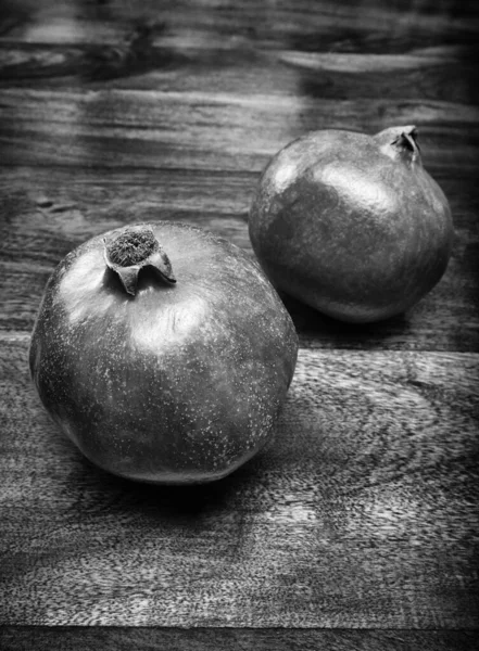 Pomegranates Wooden Table — Stock Photo, Image