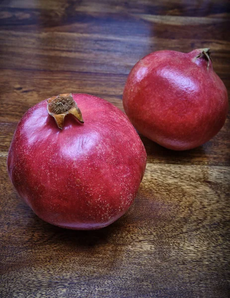 Pomegranates Wooden Table — Stock Photo, Image