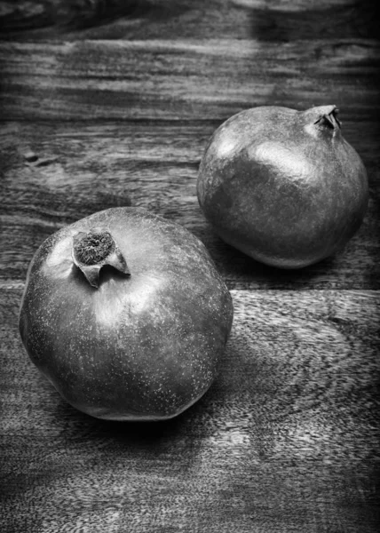 Pomegranates Wooden Table — Stock Photo, Image