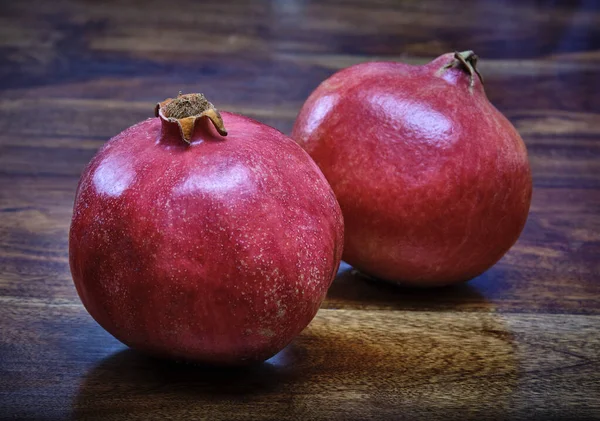 Pomegranates Wooden Table — Stock Photo, Image