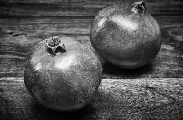 Pomegranates Wooden Table — Stock Photo, Image