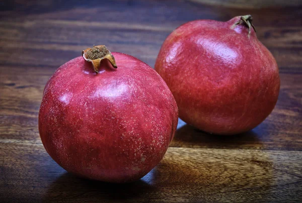 Pomegranates Wooden Table — Stock Photo, Image