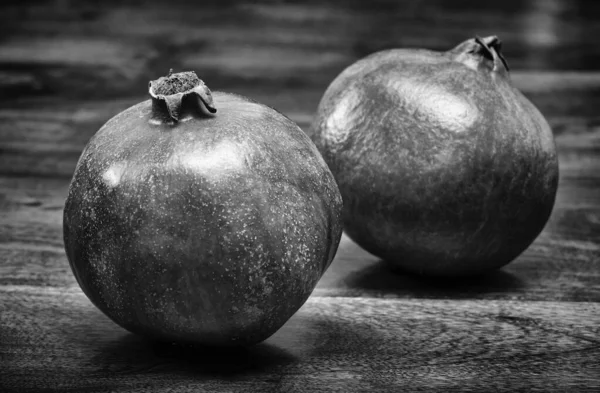 Pomegranates Wooden Table — Stock Photo, Image