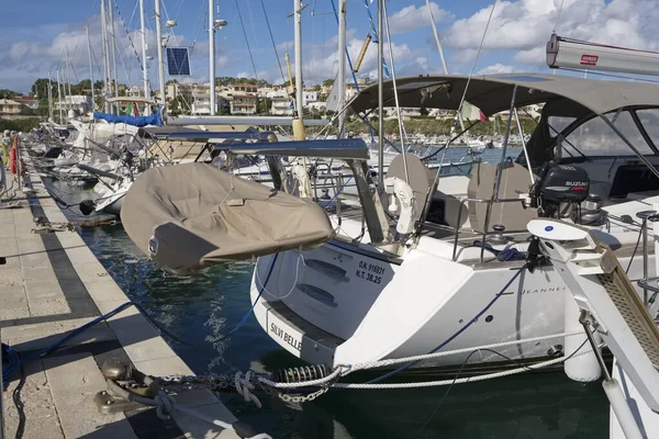 Italien Sicilien Medelhavet Marina Ragusa Ragusaprovinsen November 2019 Lyxbåtar Hamnen — Stockfoto