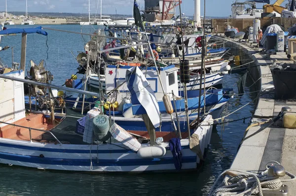 Italia Sicilia Marina Ragusa Provincia Ragusa Noviembre 2019 Barcos Pesqueros — Foto de Stock