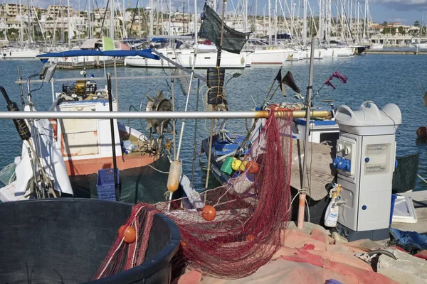 Italia Sicilia Marina Ragusa Provincia Ragusa Noviembre 2019 Barcos Pesqueros — Foto de Stock