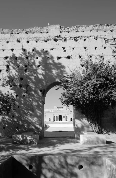 Maroko Marrakesz Pałac Badii Widok Ruiny Pałacu — Zdjęcie stockowe