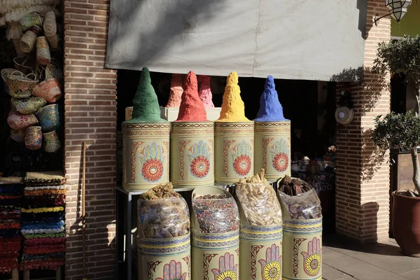 Maroc Marrakech Colorants Colorés Vendre Sur Marché Local — Photo