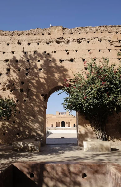 Maroko Marrakech Badii Palace Pohled Zříceninu Paláce — Stock fotografie