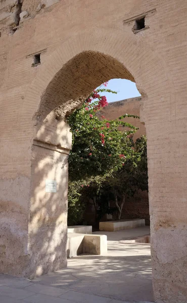 Marrocos Marraquexe Palácio Badii Vista Para Ruínas Palácio — Fotografia de Stock