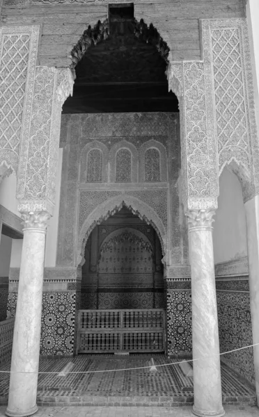 Morocco, Marrakech, Tombes Saadiennes Palace, view of the interiors of the Palace