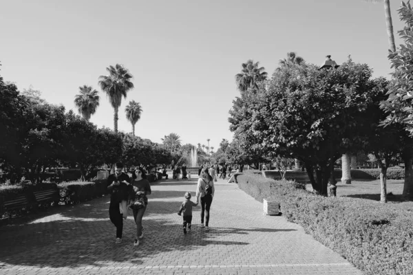 Marruecos Marrakech Noviembre 2019 Personas Plantas Ornamentales Parque Lalla Hasna — Foto de Stock