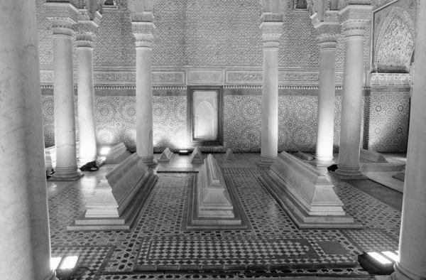 摩洛哥 马拉喀什 萨迪恩宫 宫殿内部装饰景观 — 图库照片