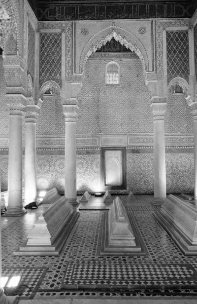 Marrocos Marrakech Tombes Saadiennes Palace Vista Para Interiores Decorados Palácio — Fotografia de Stock