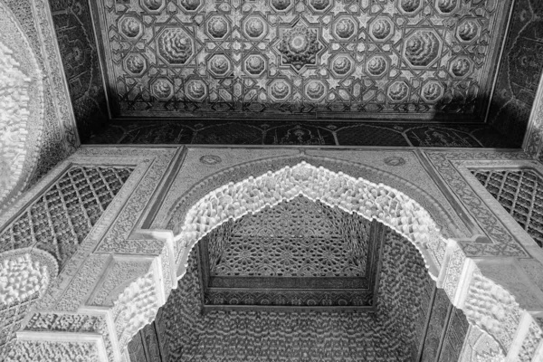 Morocco, Marrakech, Tombes Saadiennes Palace, view of the interiors of the Palace